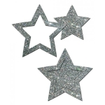 Pastease Glitter Peek A Boob Stars Silver Pasties