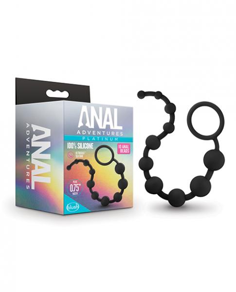 CNVELD-BL11015609cf8f2c8013 Blush Anal Adventures Platinum Silicone 10 Anal Beads - Black - Image 1