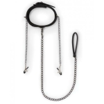 Easy Toys Lead & Nipple Clamps, Collar Restraint Set Black