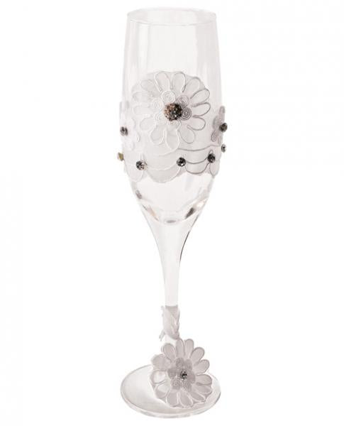 CNVELD-FOR-799765a21367cc5428 Bride To Be Champagne Glass with White Lace Trim - Image 1