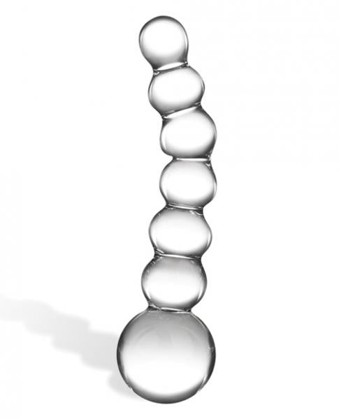 CNVELD-GLAS-148_21567692476 Glas 5 inches Curved Glass Beaded Dildo Clear - Image 1