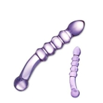 Purple Rain Ribbed Glass Dildo - Image 2