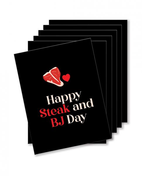 CNVELD-KK-NK-STEAKBJ-663f9eaae10a28 Happy Steak And Bj Day Naughty Greeting Card - Pack Of 6 - Image 1