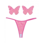 Neva Nude Naughty Knix Bella Rosa Shimmer G-string & Pasties - Soft Pink O/s