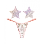 Neva Nude Naughty Knix Princess Bride Flip Sequin G-string & Pasties - Pink/white O/s