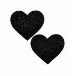 Neva Nude Black Malice Queen Status Glitter Heart Pasties - Black Qn