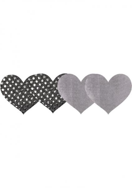 CNVELD-PK001H_2 Dark Angel Hearts Pasties Silver - Image 1