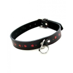 Plesur Pvc Collar W/hearts - Black/red