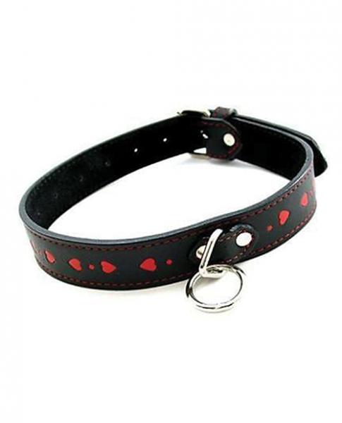 CNVELD-PLB758586204f0e5b73c9 Plesur Pvc Collar W/hearts - Black/red - Image 1