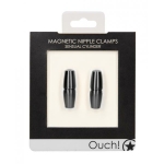 Shots Ouch Sensual Cylinder Magnetic Nipple Clamps - Black