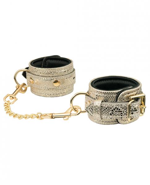 CNVELD-SPU-403WS5d8c8cb4655ff Spartacus Wrist Restraints Leather Lining White Snakeskin Micro Fiber - Image 1