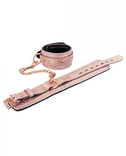 CNVELD-SPU-414PS5d8c8cad5b666 Spartacus Ankle Restraints W/leather Lining - Pink Snakeskin Micro Fiber - Image 1