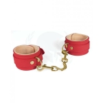 Spartacus Pu Ankle Cuffs W/plush Lining - Red