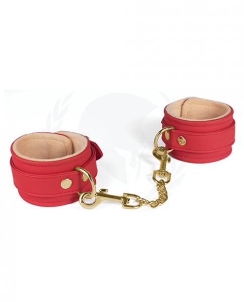 CNVELD-SPU-505RD5ef5c796853b2 Spartacus Pu Ankle Cuffs W/plush Lining - Red - Image 1