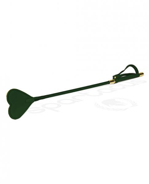 CNVELD-SPU-509GR5ef5c7a6af935 Spartacus Pu Riding Crop W/plush Heart Shape Tip - Green - Image 1