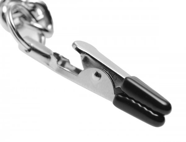 CNVELD-XRAD771_11453152187 Chained Collar Nipple Clamps and Clitoris Clamps Set - Image 1