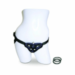 Vibrating Velvet Harness Strap On Harness Black - Image 2