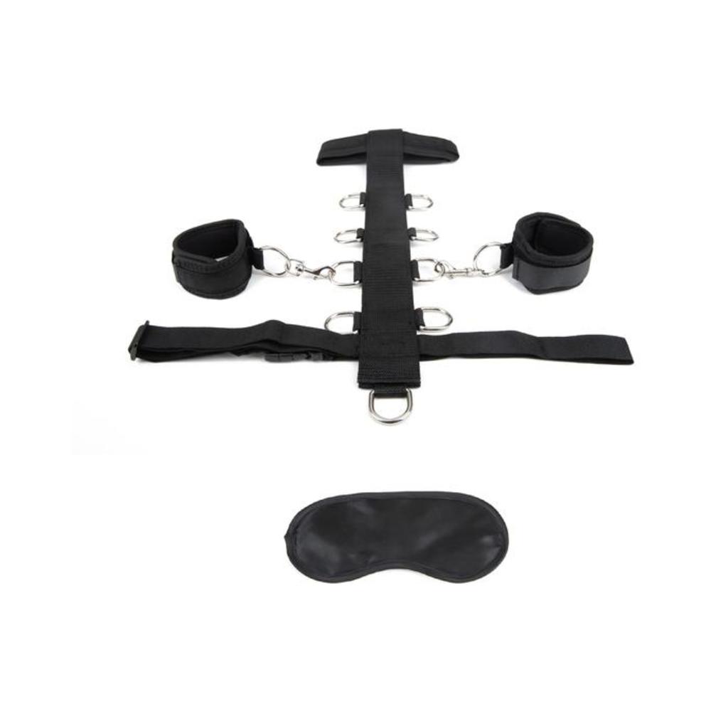 CNVNAL-39679_1aa909659c9bdf4b6a2fdf2af7265832 Lux Fetish Adjustable Neck & Wristraint Set Black - Image 1
