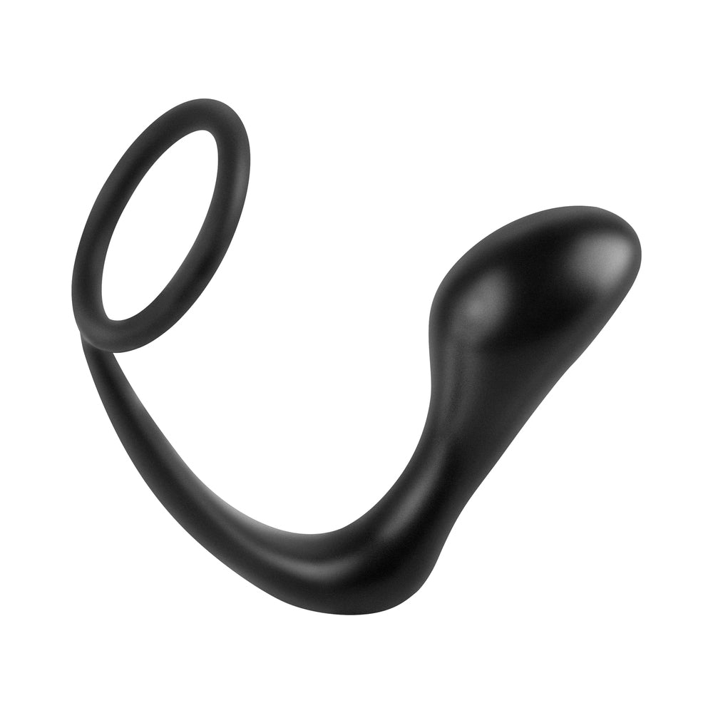 CNVNAL-47158_1 Ass-Gasm Silicone Cockring Plug - Black - Image 1