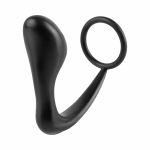 Ass-Gasm Silicone Cockring Plug - Black - Image 2