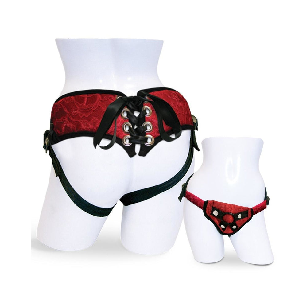 CNVNAL-48724_3_9c5233f1-d0b4-4fa9-b8f5-3f1116ec0bf9 Sportsheets Red Lace Corsette Strap On - Image 1