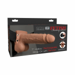 Fetish Fantasy 7in Hollow Rechargeable Strap-on With Remote, Tan - Image 3