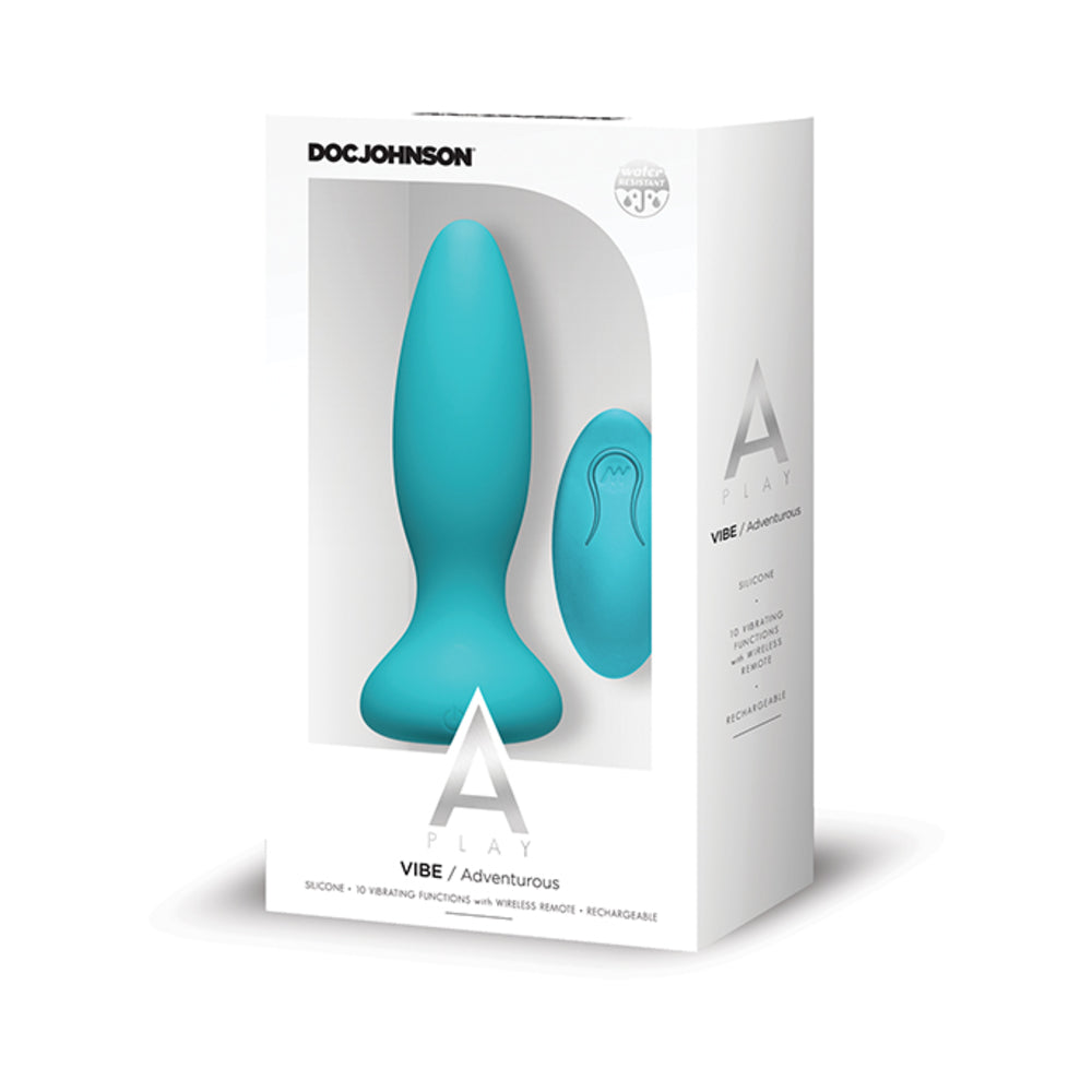CNVNAL-72403_1_dac878cf-eea6-4c83-8e3e-2abc05653676 A-play Vibe Adventurous Rechargeable Silicone Anal Plug With Remote Teal - Image 1
