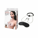 Lux Fetish Breathable Gag With Nipple Clamp - Image 2