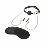 Lux Fetish Breathable Gag With Nipple Clamp