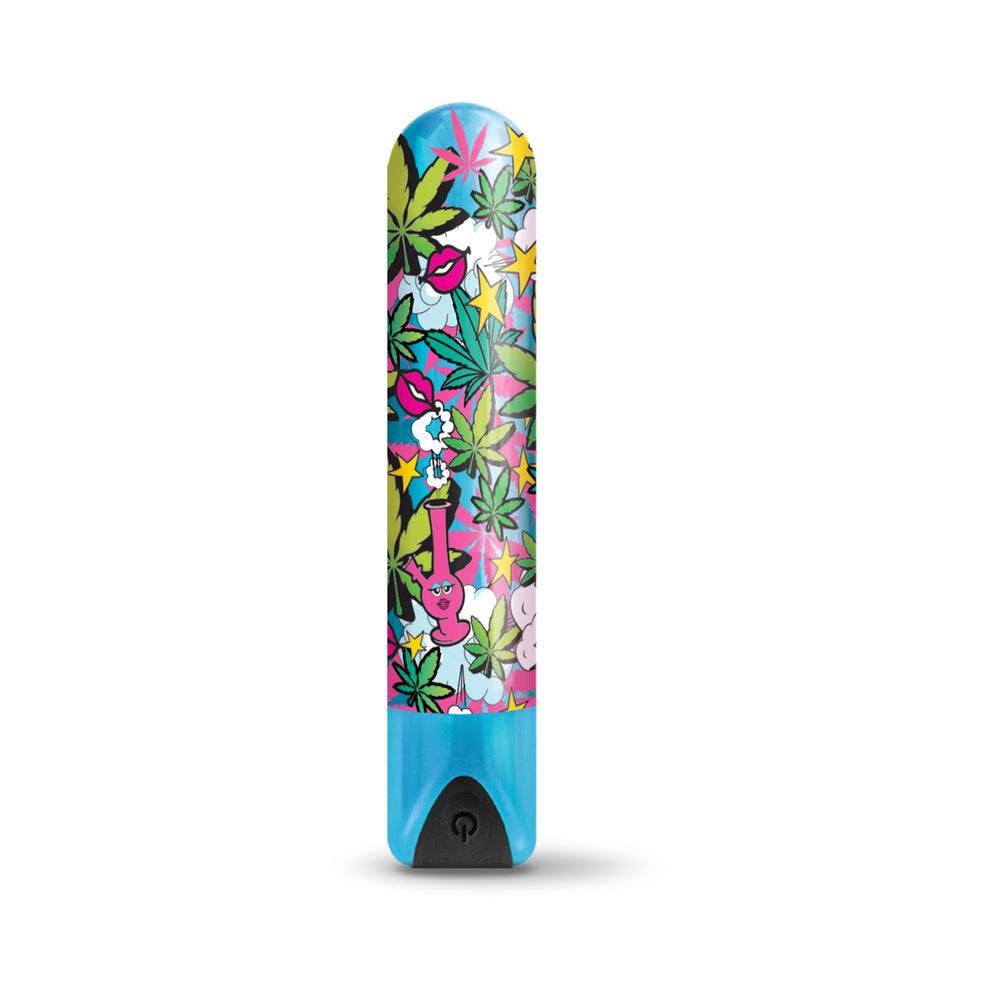 CNVNAL-76962_3 Prints Charming Buzzed Rechargeable 3.5" Bullet - Stoner Chick - Blue - Image 1