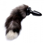 Tailz Grey Fox Tail Faux Fur Anal Plug Black White - Image 2