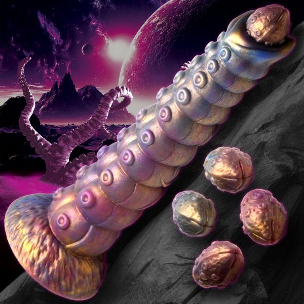 CNVXR-AH4076597c8b07994e Deep Invader Tentacle Ovipositor Silicone Dildo With Eggs - Image 1