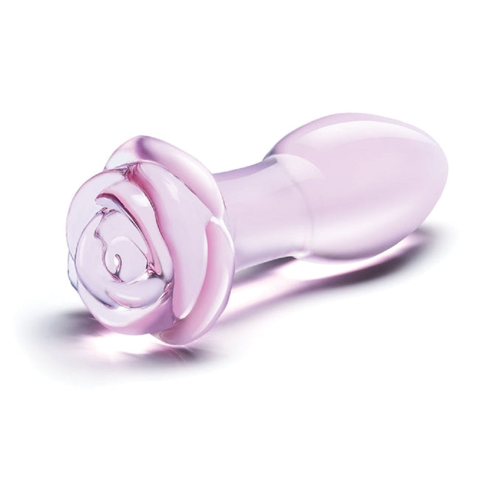 GLAS-157_glas-five-inch-rosebud-glass-butt-plug-clear-pink-02_660x660_20088c05-33cc-4d80-905d-c61069de8b48 Glas 5" Rosebud Glass Butt Plug - Image 1