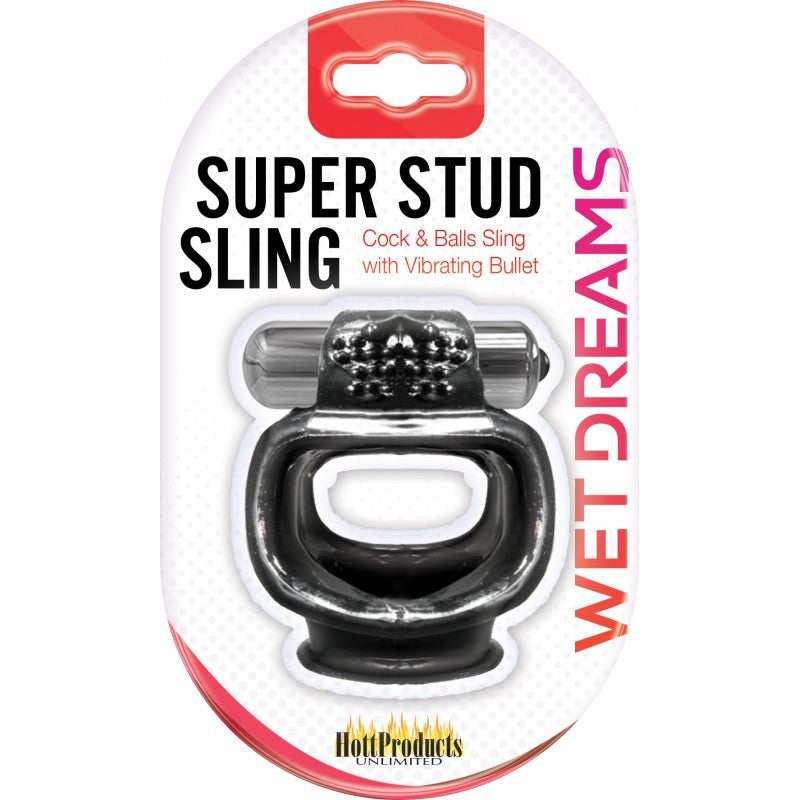 HO2935superstudslingblackpkg Wet Dreams Super Stud Sling - Black - Image 1