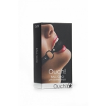 Shots Ouch Ball Gag w/Leather Straps - Black