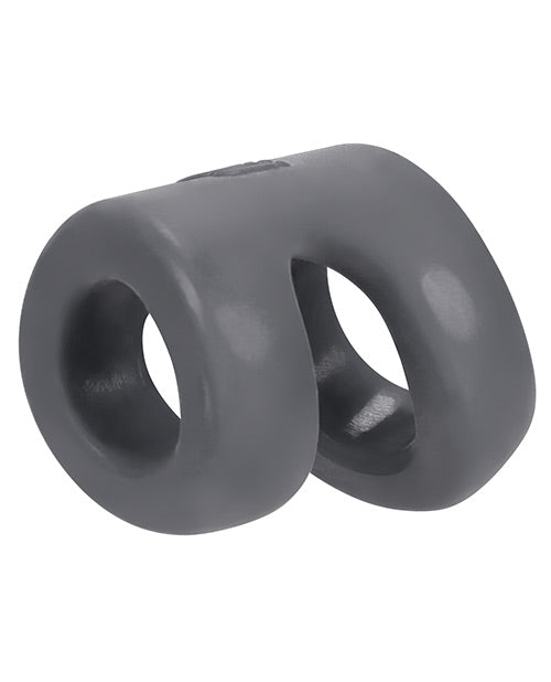 OXHUJ107-STNhunkyjunkconnectringgray Hunky Junk Connect Cock Ring w/Balltugger - Stone - Image 1