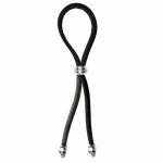 C-ring Lasso Silver Bead Slider W/ Silver Skull Tips Leather - Image 3