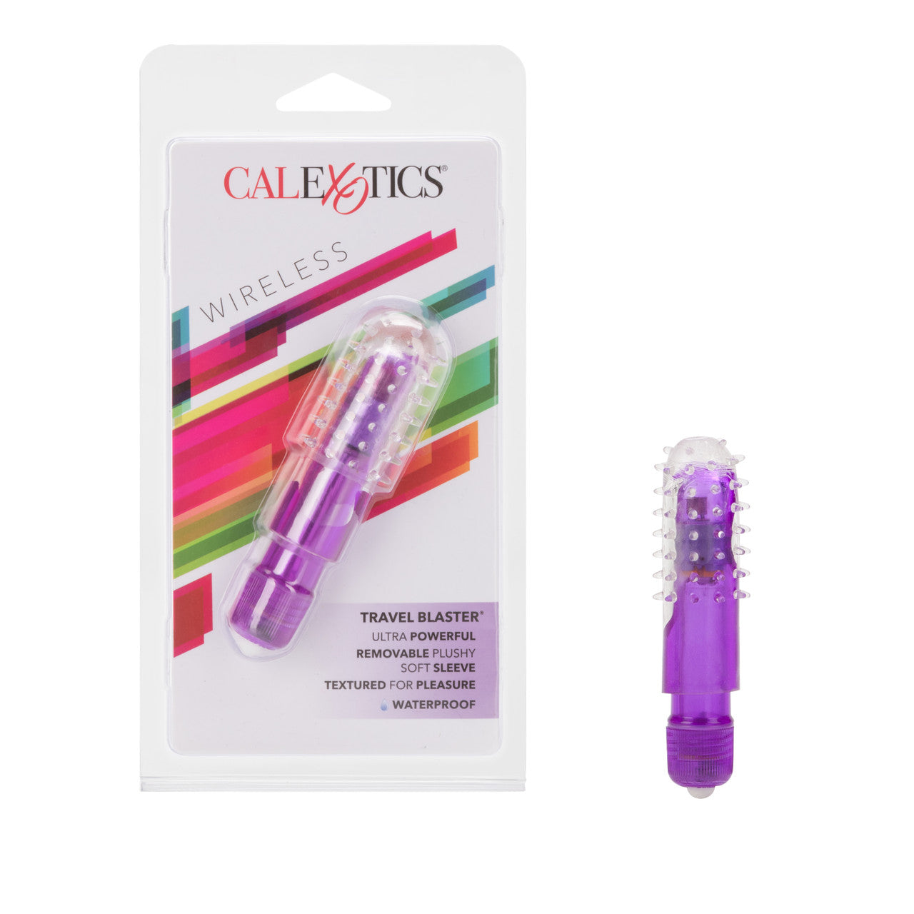 SE007045travelblasterbulletvibratorpurplenewpkg Travel Blaster w/Silicone Sleeve Waterproof - Purple - Image 1