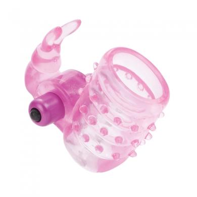 SE173904-2 Basic Essentials Stretchy Bunny Enhancer Vibrating Pink - Image 1