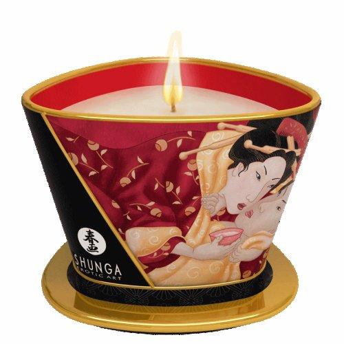 SH4508558a76122b907 Shunga Massage Candle Romance Strawberry Wine 5.7oz - Image 1
