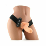 6" Vibrating Hollow Strap On - Beige - Image 2